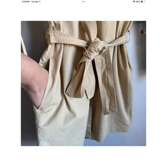 Ralph Lauren Shirt Dress Small Belted Button Front Khaki Tan Cotton Safari EUC - Picture 7 of 8